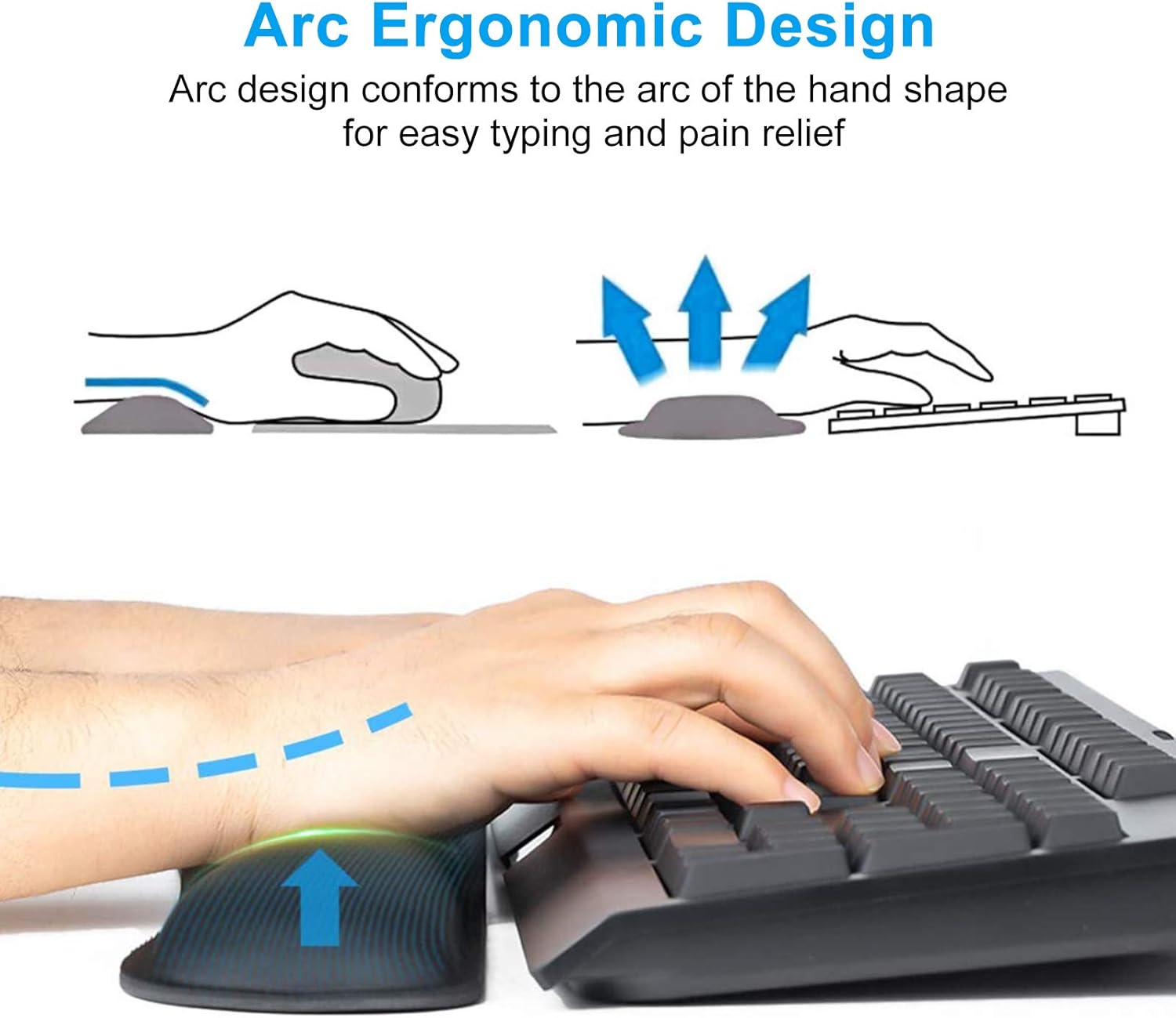 NPET WR10 Memory Foam Keyboard Wrist Rest Pad, Mouse Wrist Ergonomic Cushion Set Support for Office, Computer, Laptop, Mac, Comfortable, Lightweight for Keyboard Mouse Easy Typing Pain Relief, Black : Office Products