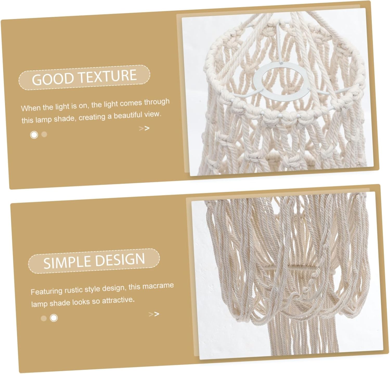 Luxshiny Bohemian Macrame Woven Lamp Shade Handcrafted Cotton Rope Ceiling Light Decor for Living Room Bedroom and Cafes Rustic Style with Long Tassels