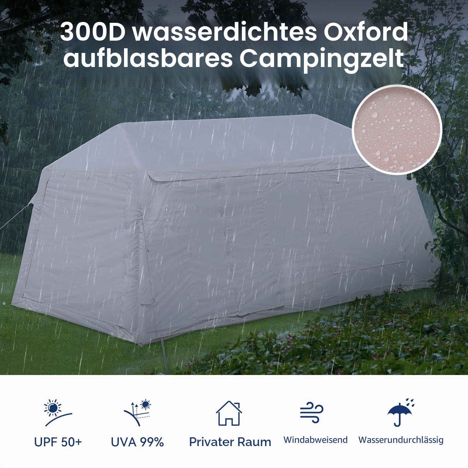 MOPHOTO Aufblasbares Zelt für Camping, wasserdicht, Oxford, inkl. Pumpe-4/6/8/10/12Personen
