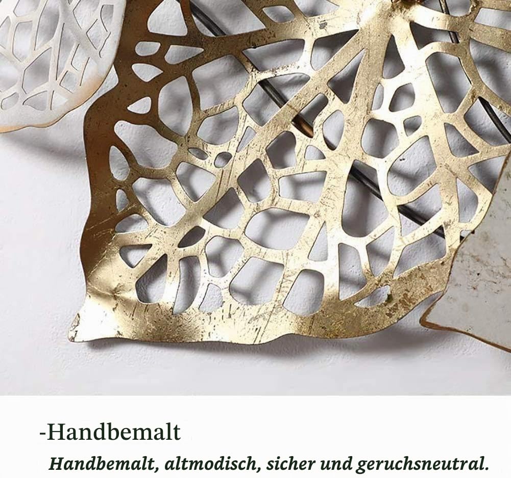 fikujap 3D Metall Wanddekoration Skulptur, Blätter Form Hintergrund Wand Wohnzimmer Dekoration Modern Eiserne Kunst Deko Wandbehang für jedes Wohnzimmer Büro Schlafzimmer,A