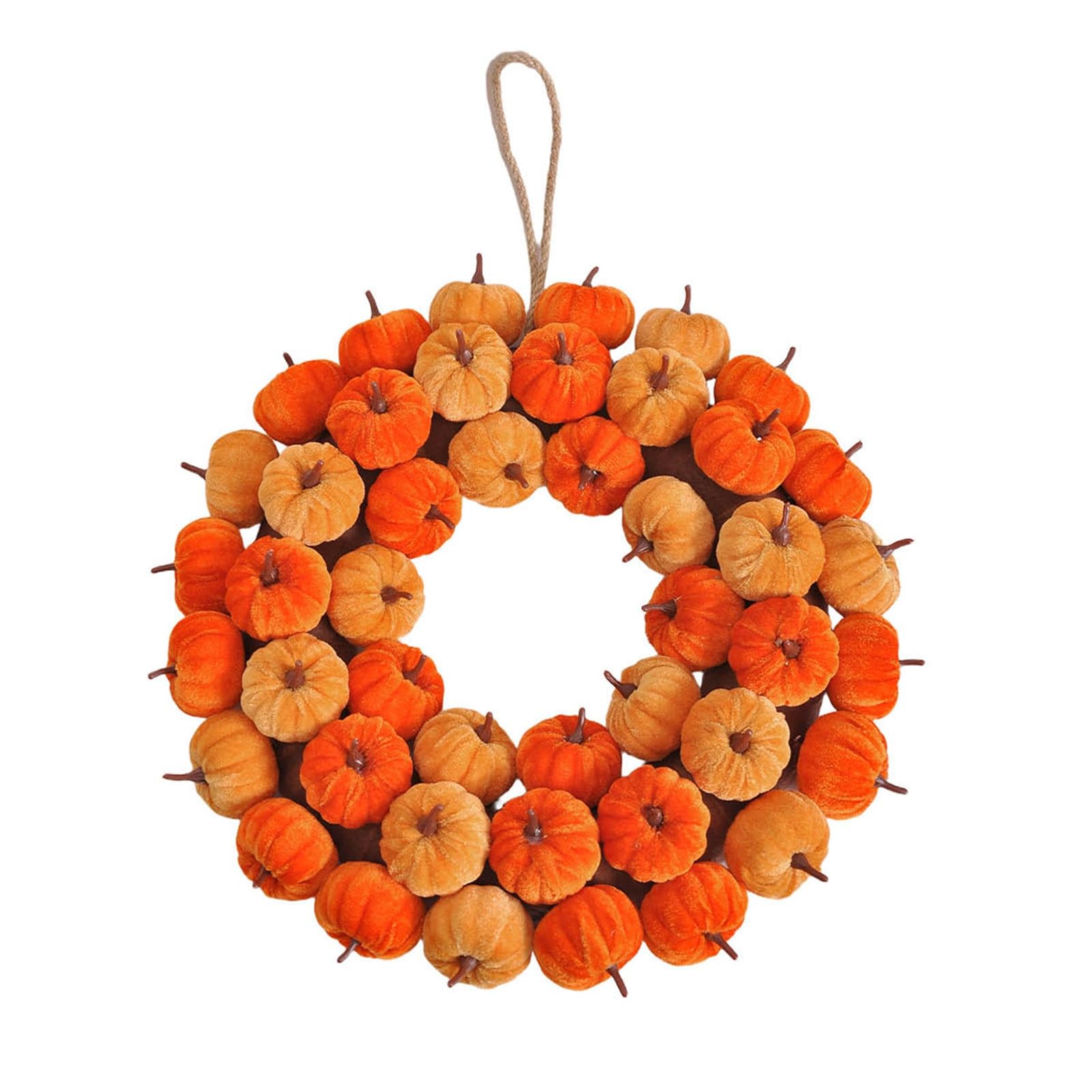 Velvet Pumpkin Wreath Autumn Harvest Door Hanger Fall Decor