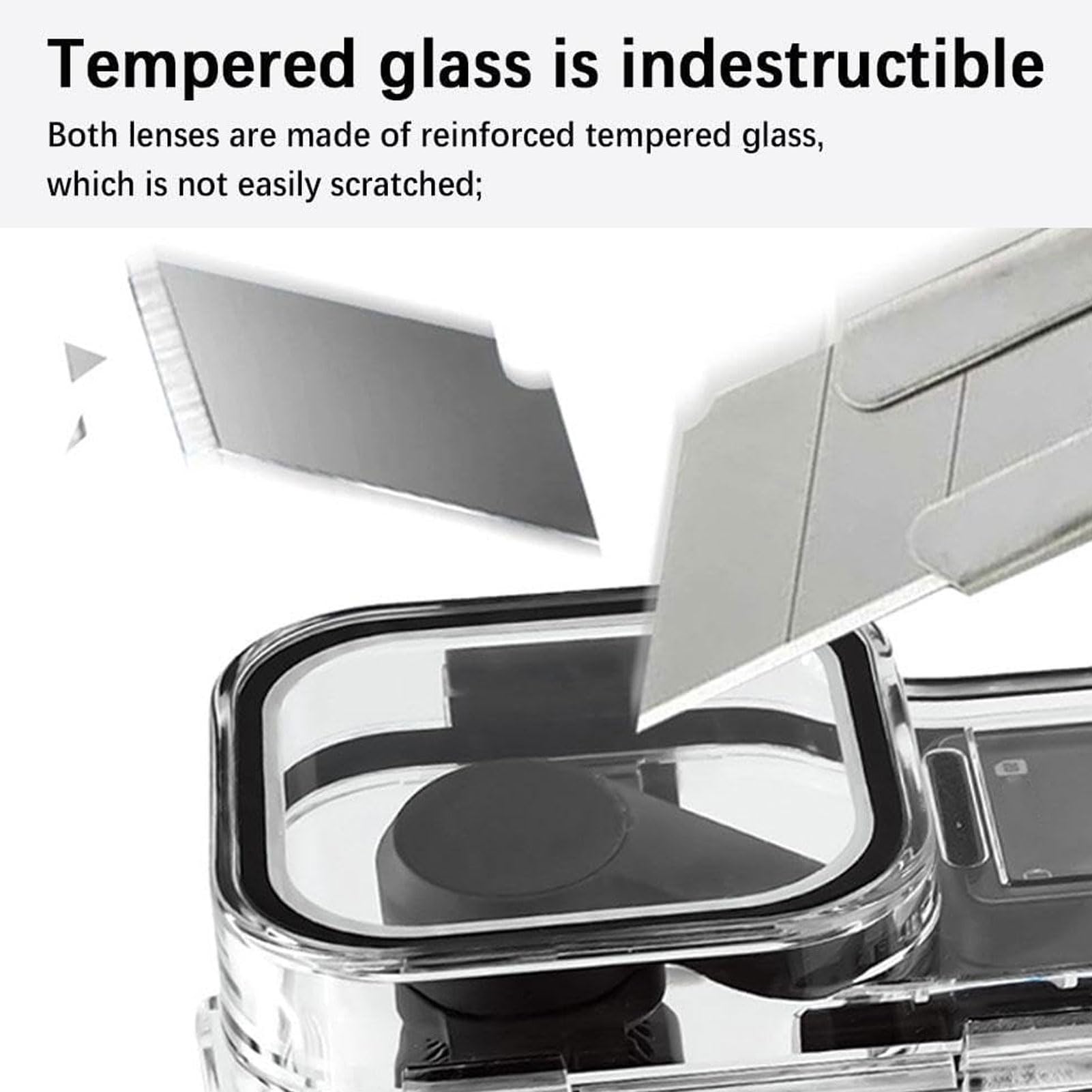 Funda Impermeable,Lente de Cristal Templado Plano Funda Impermeable para Cámara de Acción,Funda Impermeable para Cámara de Acción con Botón,para Buceo Natación