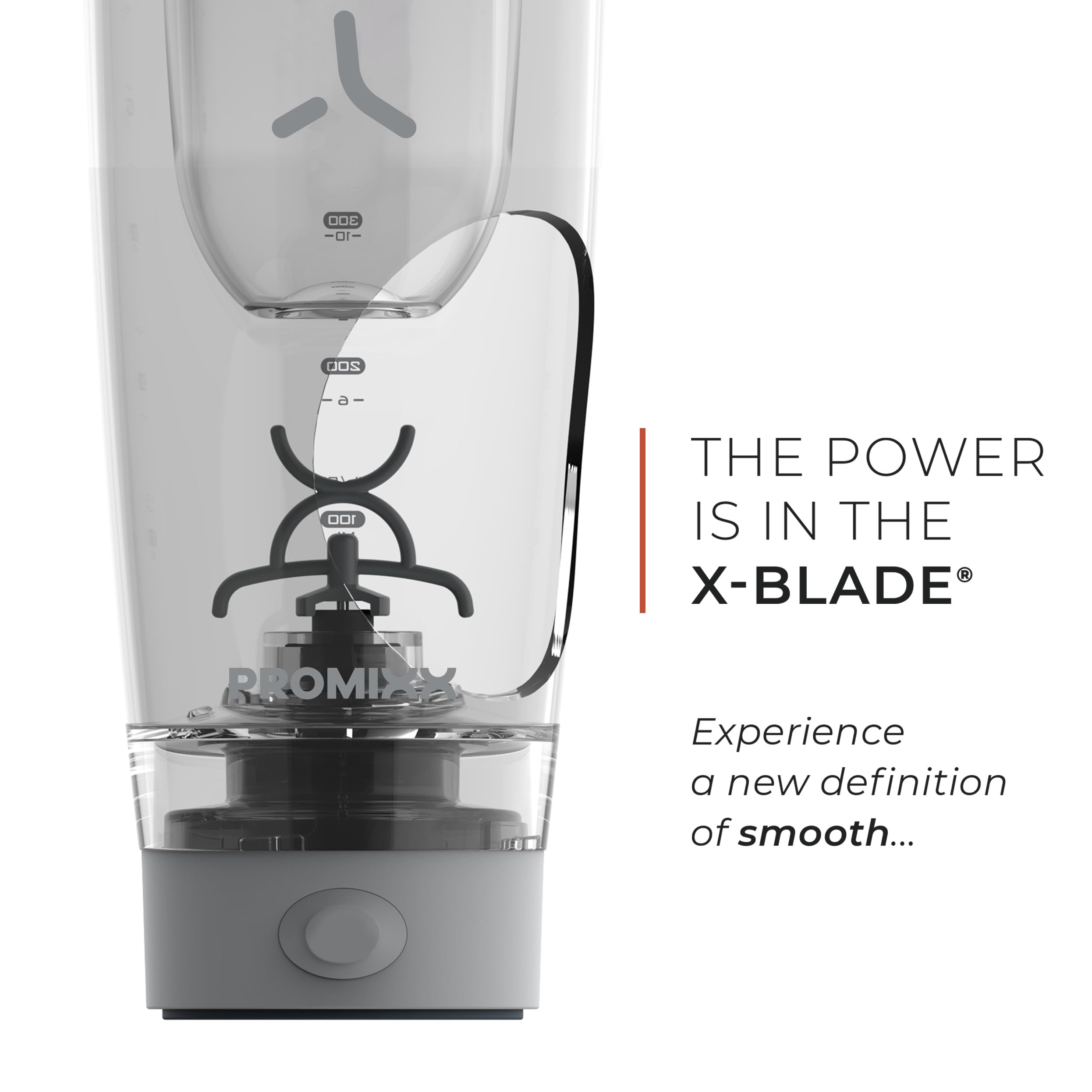 Promixx Pro Shaker Électrique – 600ml – Mélangeur Vortex Protéiné Rechargeable USB-C avec Technologie X-Blade & Stockage Suppléments – Shaker Sans BPA Facile à Laver Fitness & Voyage – Gris Graphite