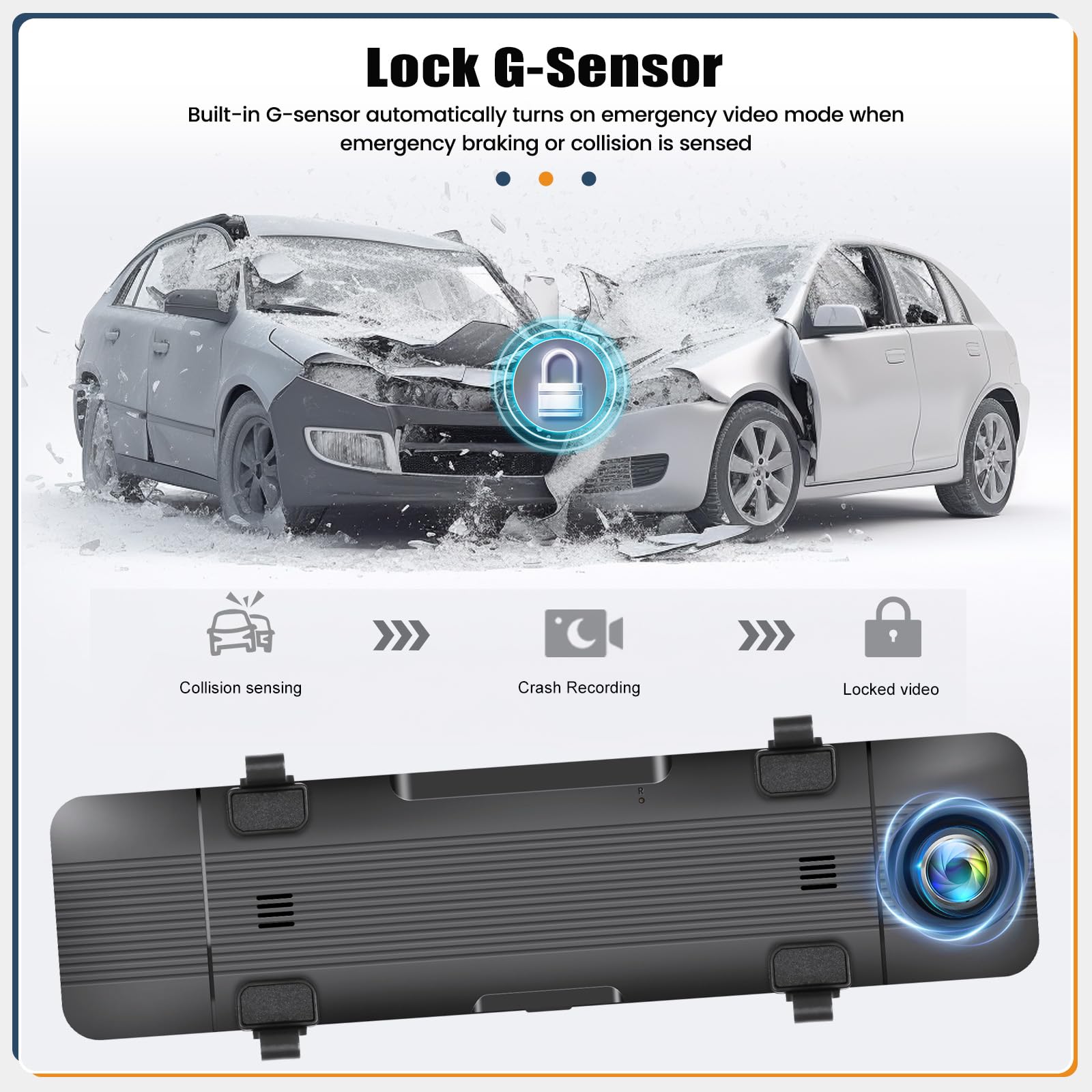 SIXTOP Dash Cam 10 Pulgadas, Espejo Inteligente para Coche con GPS/Cámara Doble Panel/Visión Nocturna/Tarjeta 64G+Cámara de visión trasera