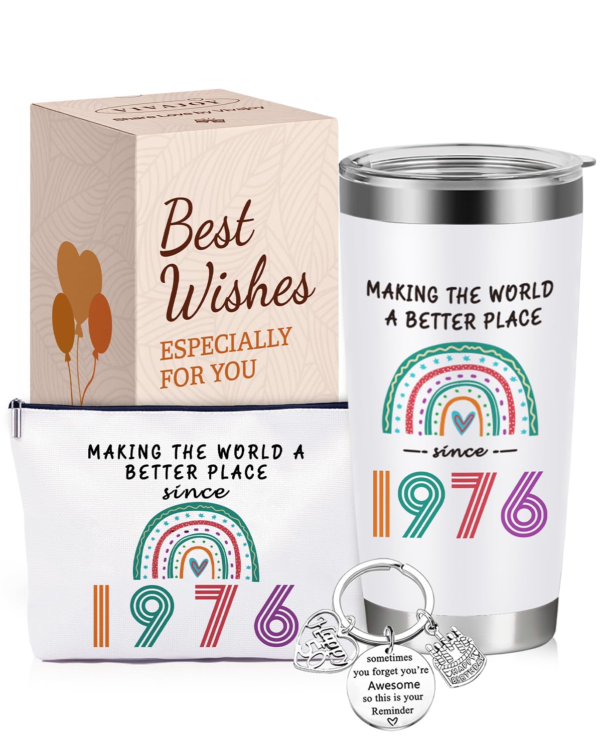 VivaJoy 50th Birthday Gifts for Women - 50th Birthday Gift Rainbow Mugs, Personalised 50 Year Old Lady Present Ideas for Mum, Best Friend, Sister, Bestie, Funny 1976 Birthdays Gift for Her