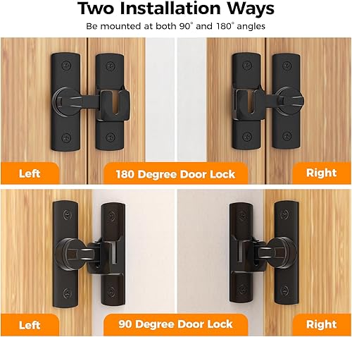 Miniatura 3 de 2 pestillos para puerta de granero de grados, cerradura de puerta corredera de granero 18090, cerradura de puerta corredera para armarios, puerta de