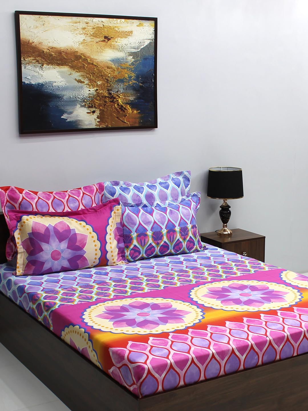 Bombay Dyeing Celebrating India 210 TC Cotton Pink Double Bedsheet with