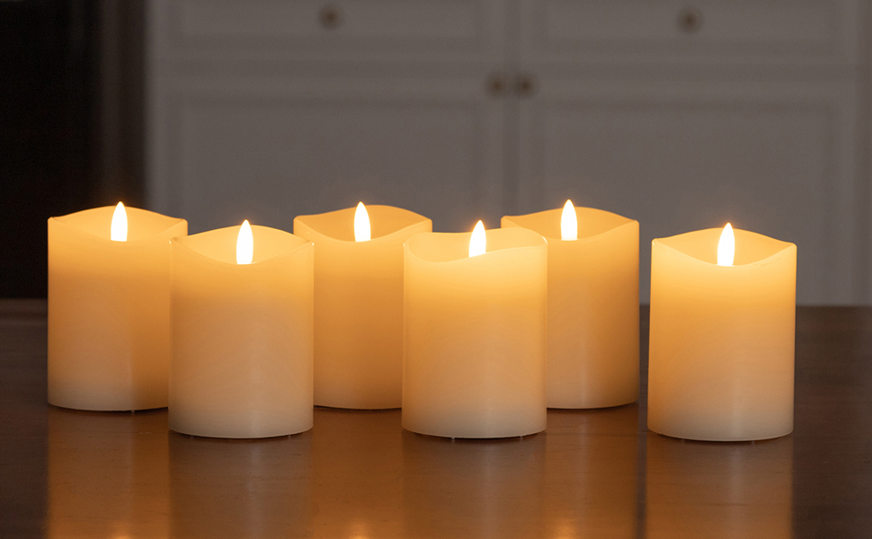 Image of 3x4 Inch Battery Operated Candles with Remote, Flickering Flameless Candles with Timer, Real Wax LED Candles for Lanterns Fireplace Dinner Table Centerpieces, Set of 6