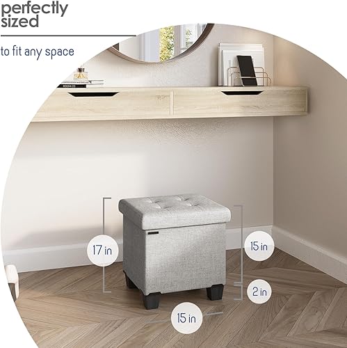 Miniatura 332 de Otomana plegable para dormitorio o sala de estar, con contenedores de almacenamiento, reposapiés para el extremo de la cama, soporta hasta 660 lb,
