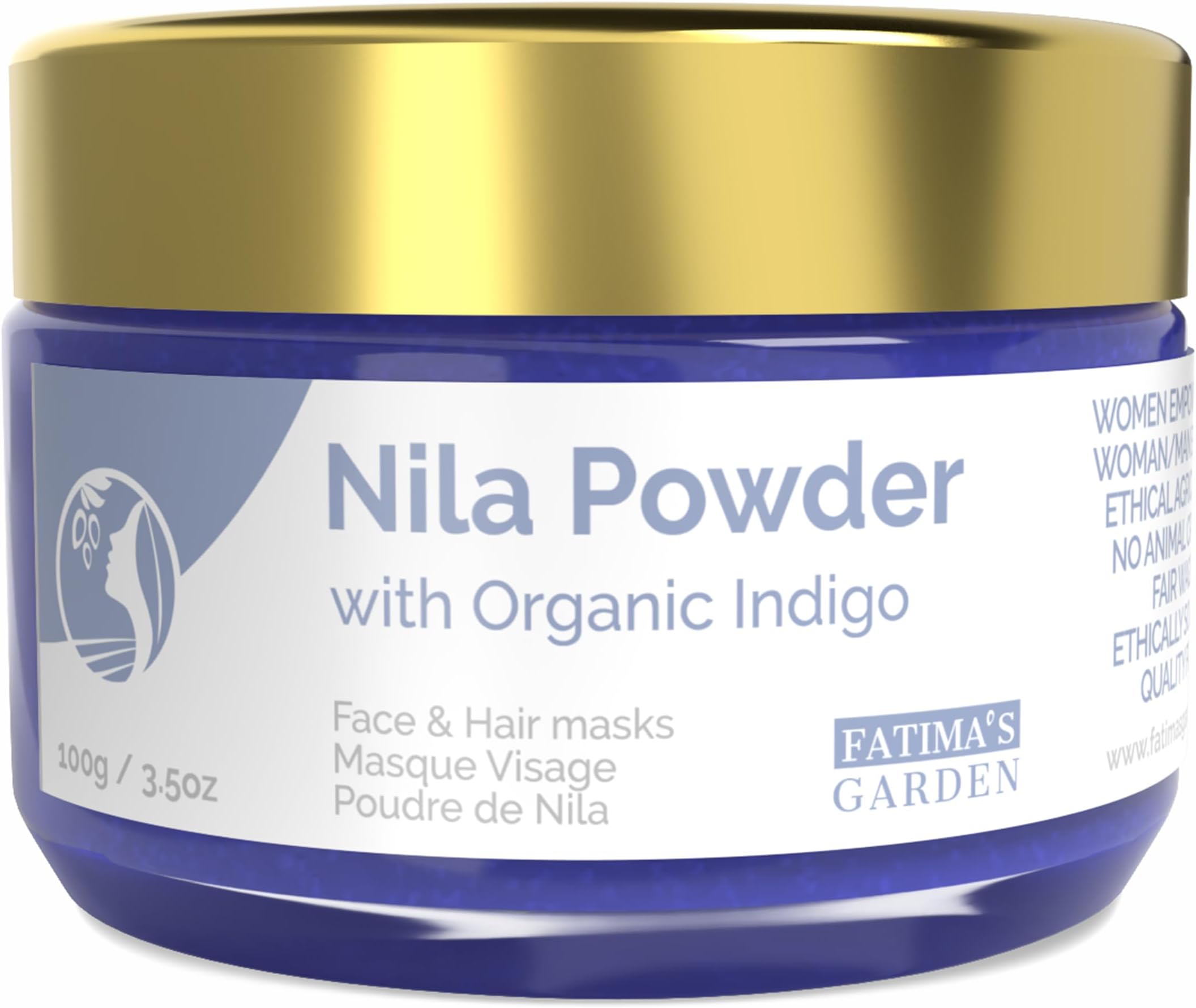Fatima's Garden Pure Nila Indigo Powder 100g - Natural Moroccan Face & Hair Care Powder for Exfoliating and Moisturizing