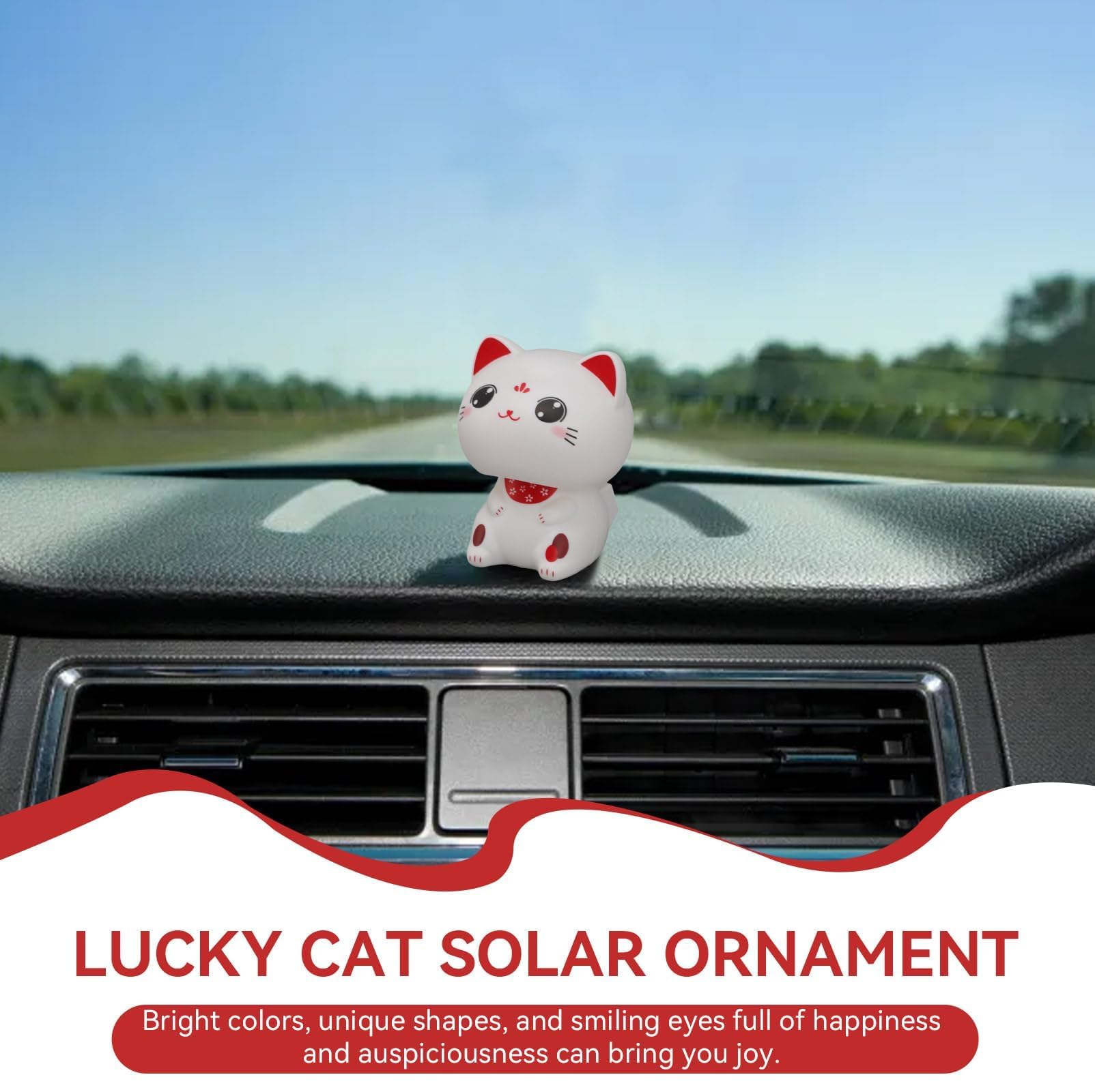 Simpatici gatti che accolgono buona fortuna, gatto in plastica che annuisce fortunatamente Bobble Head gatto che annuisce solare Decorazione per auto gatto che annuisce (with Large Eyes)