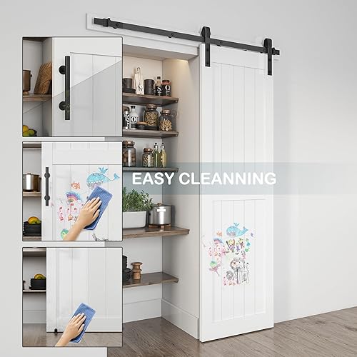 Miniatura 6 de Puerta corredera de granero de 26 x 84 pulgadas, solo puerta MDF, agujeros preperforados, requiere montaje, incluye manual de instalación,