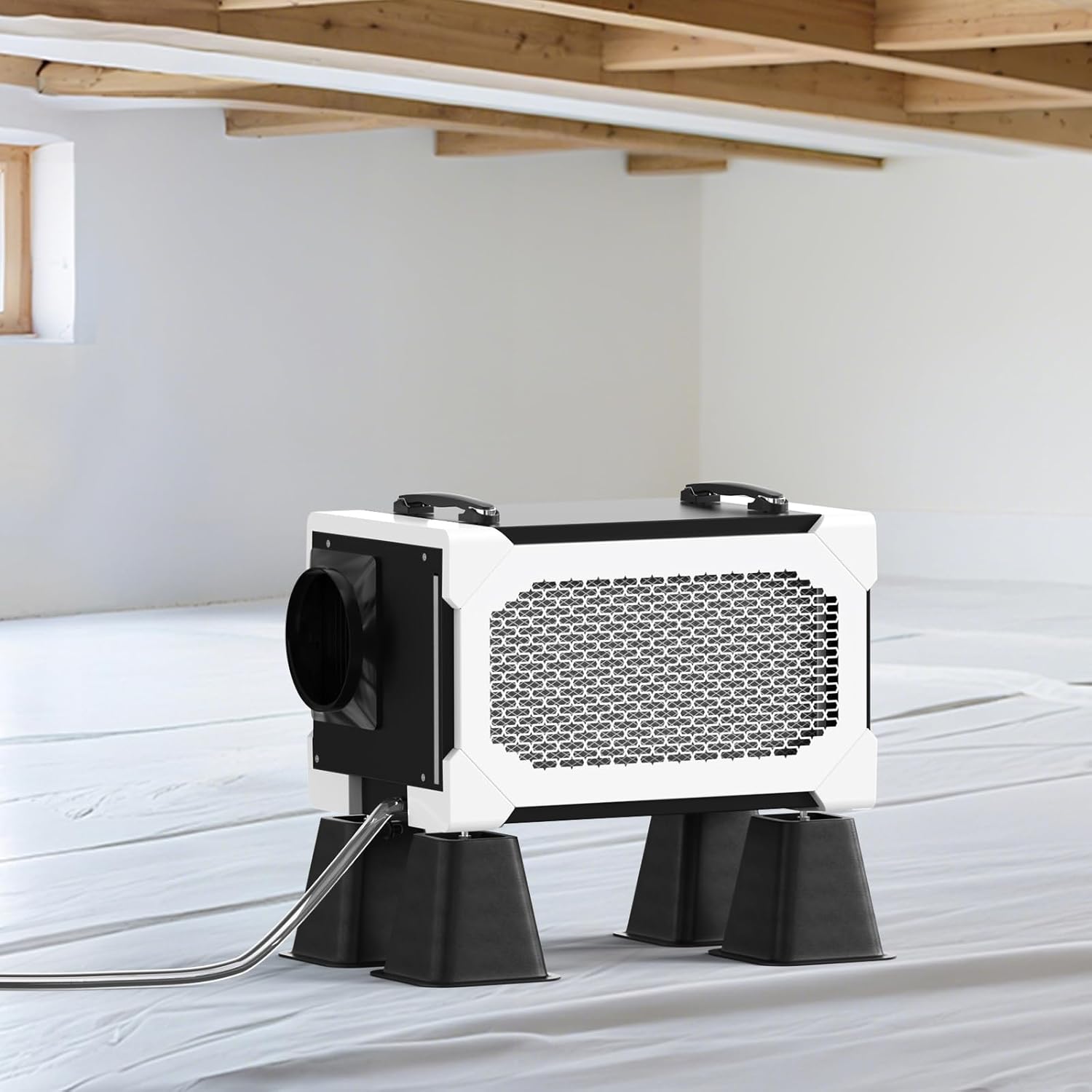 CADPXS Crawl Space Dehumidifier 145 Pint + Dehumidifier Riser Kit, Commercial Dehumidifier for Basement & Crawlspace, Compact, Auto Defrost, Noise Reduction