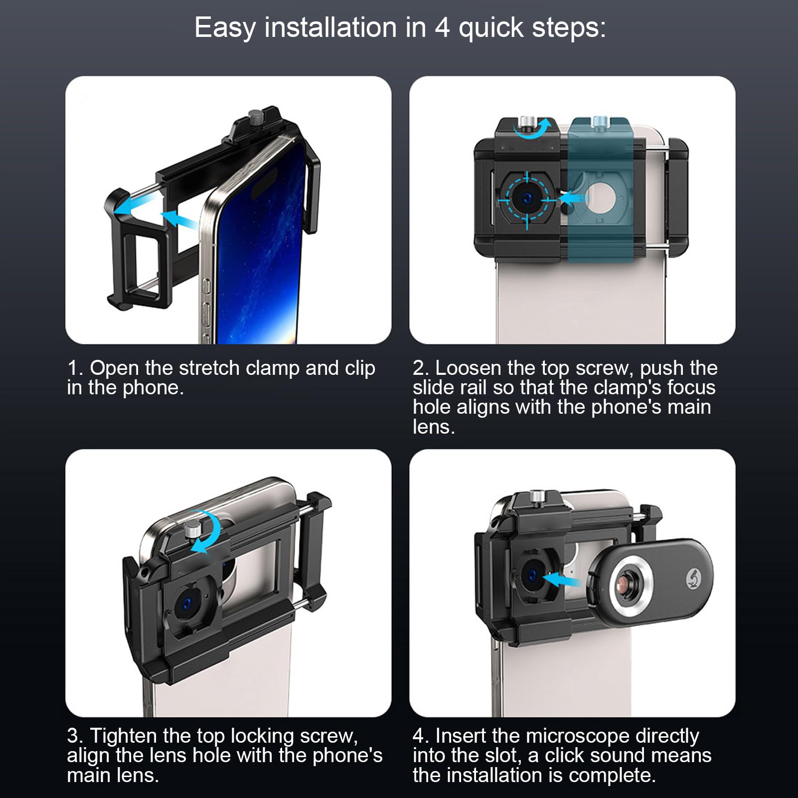 Obiettivo Macro per Telefono con Filtro CPL, Luce LED, Clip per Obiettivo Fotografico per IOS, Quasi Tutti i Telefoni (150X)