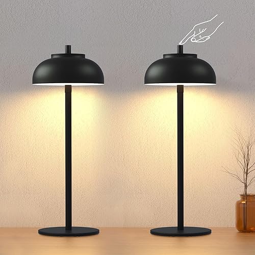 Miniatura 9 de Paquete de 2 Lámparas de Mesa LED Inalámbricas: Lámpara de Escritorio Portátil Moderna para Uso Interior/Exterior, Luces de Batería Recargable con