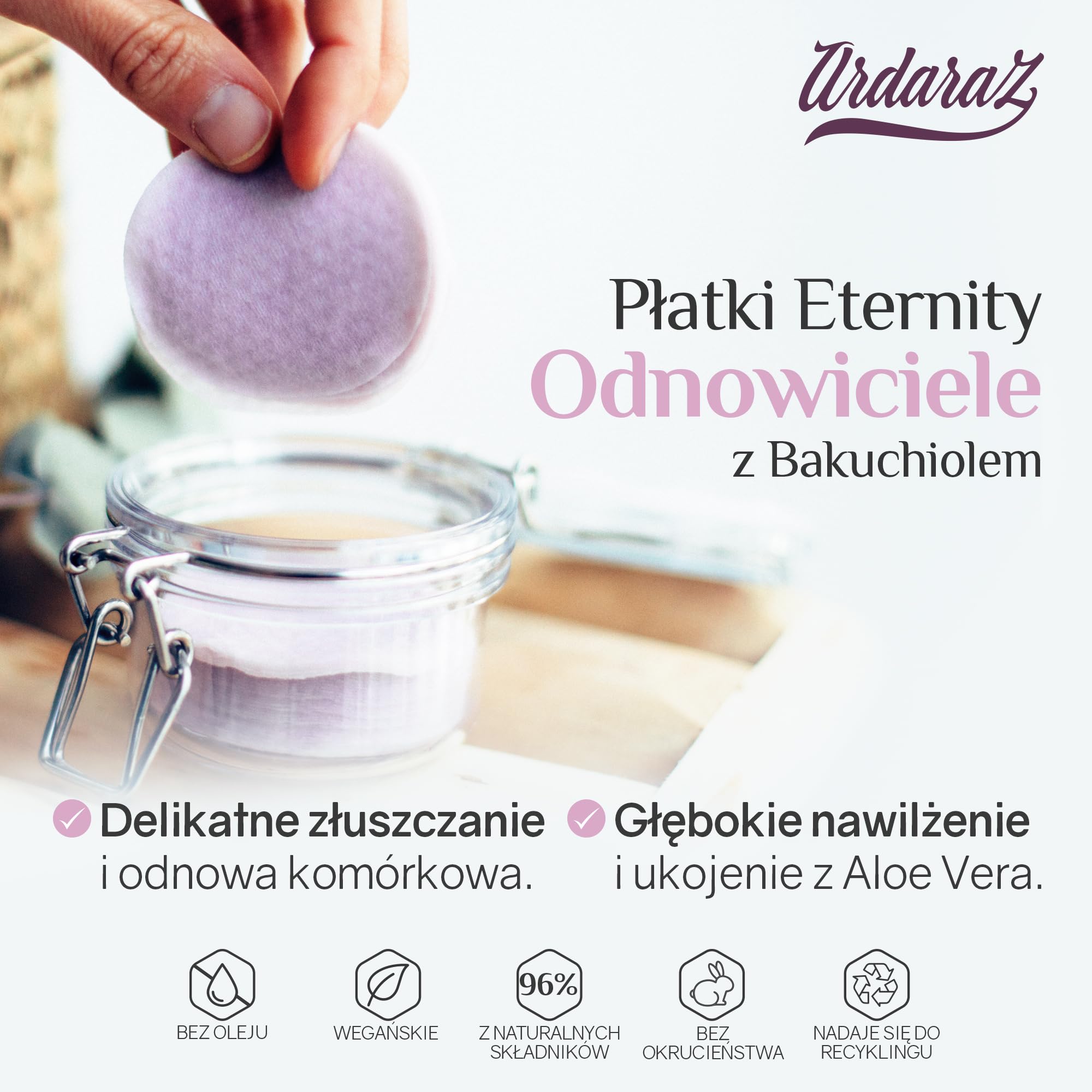 Ardaraz Płatki do odnowy komórkowej z kwasem salicylowym i bakuchiolem. Płatki nasączone łagodnym peelingiem do twarzy-Efekt wypełnienia zmarszczek. Peeling do codziennego stosowania. 50 szt