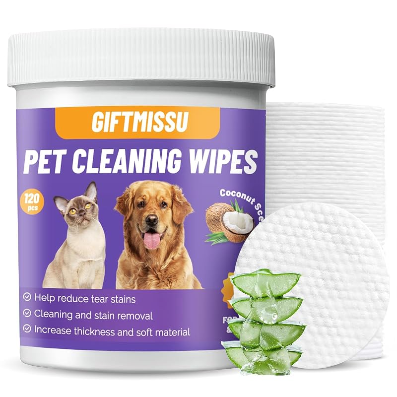 Lenços de Higiene para Olhos, Face e Patas de Cães e Gatos GIFTMISSU, 120 unidades