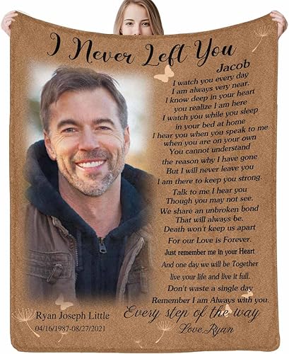 Manta conmemorativa personalizada con imágenes y palabras para la pérdida de un padre amado, mamá, hijo, hija, mascota, manta personalizada de