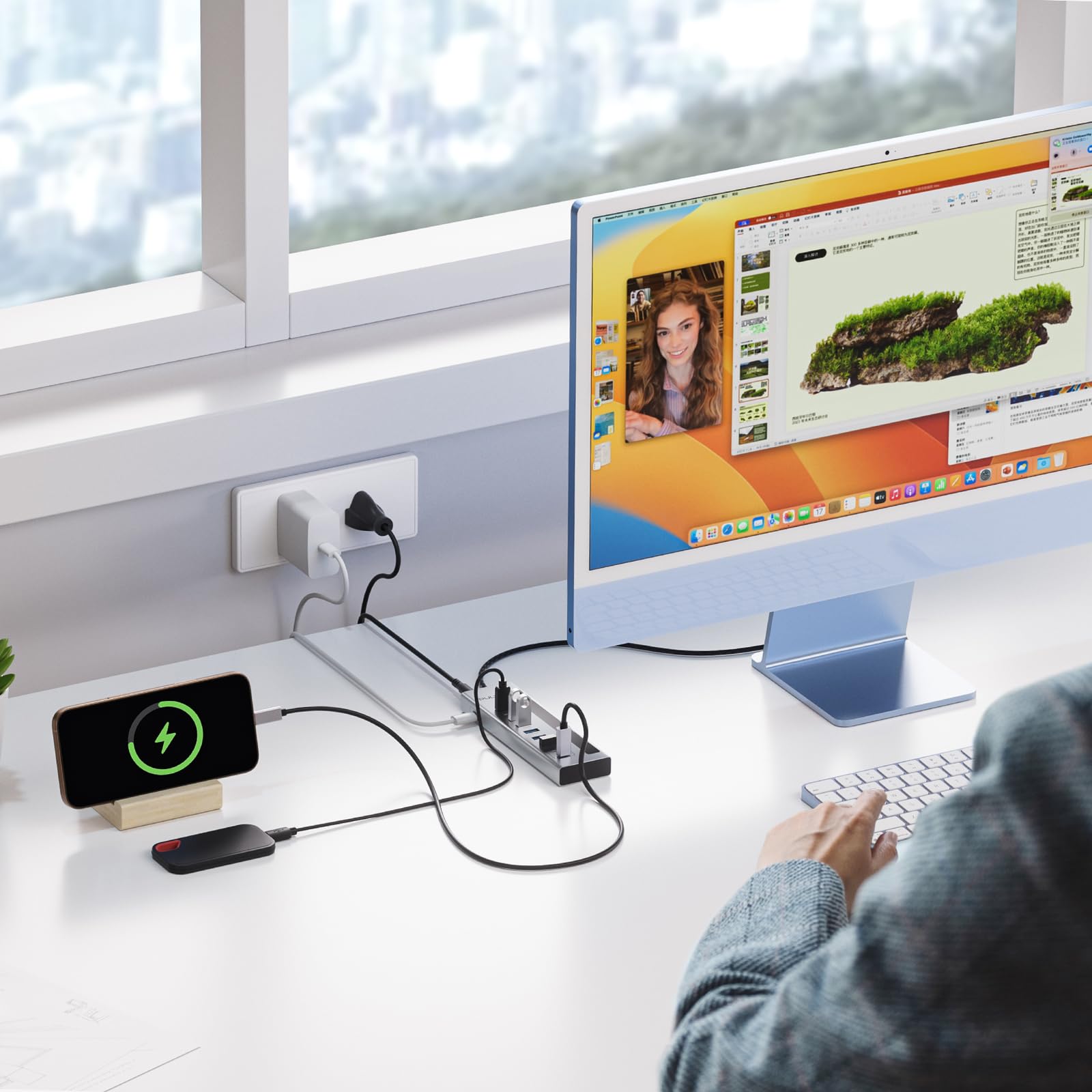 Hub USB C alimentato, 10 in 1 HUB USB-C con 3 x USB A/C 10 Gbps, 3 x USB-A 5 Gbps, 100W USBC PD, 2 x 24/45 W USBC PD Data Hub di ricarica per PC/laptop (adattatore 72 W incluso)