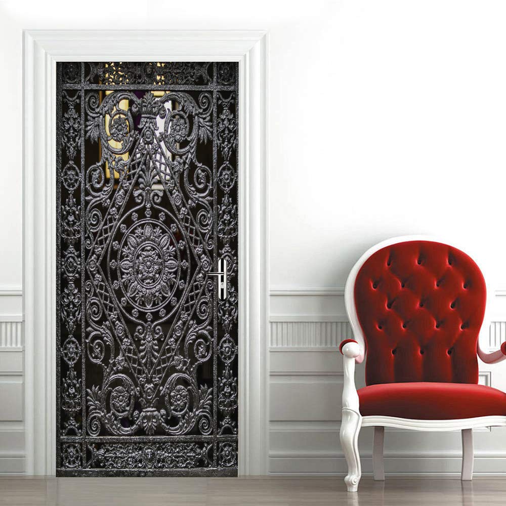 Papier peint porte cuisine et chambre motif fer vintage industriel