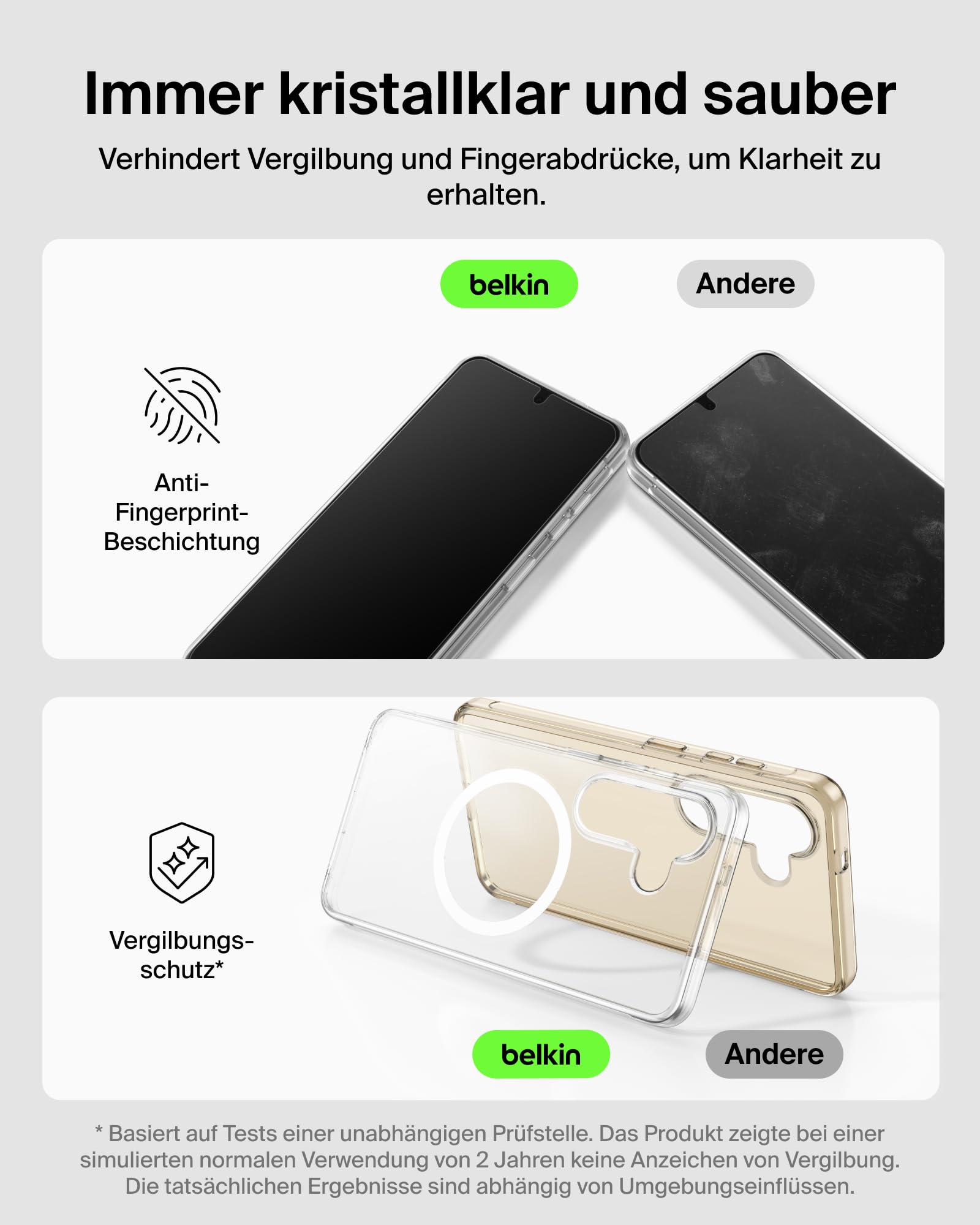 Belkin ScreenForce Titan 3 in 1 Handyhülle für Samsung Galaxy S26, Kratzfeste Schutzfolie und Anti-Reflex Kameraschutz, Folie und Stoßfeste Hülle mit Aufprallschutz bei Aufprall aus 4 m Höhe