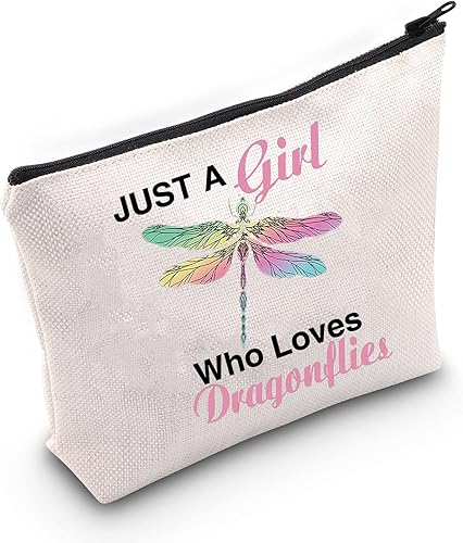 Miniatura 8 de LEVLO Divertida bolsa de maquillaje de libélula regalo para amantes de los animales solo una chica que ama las libélulas bolsa de maquillaje con