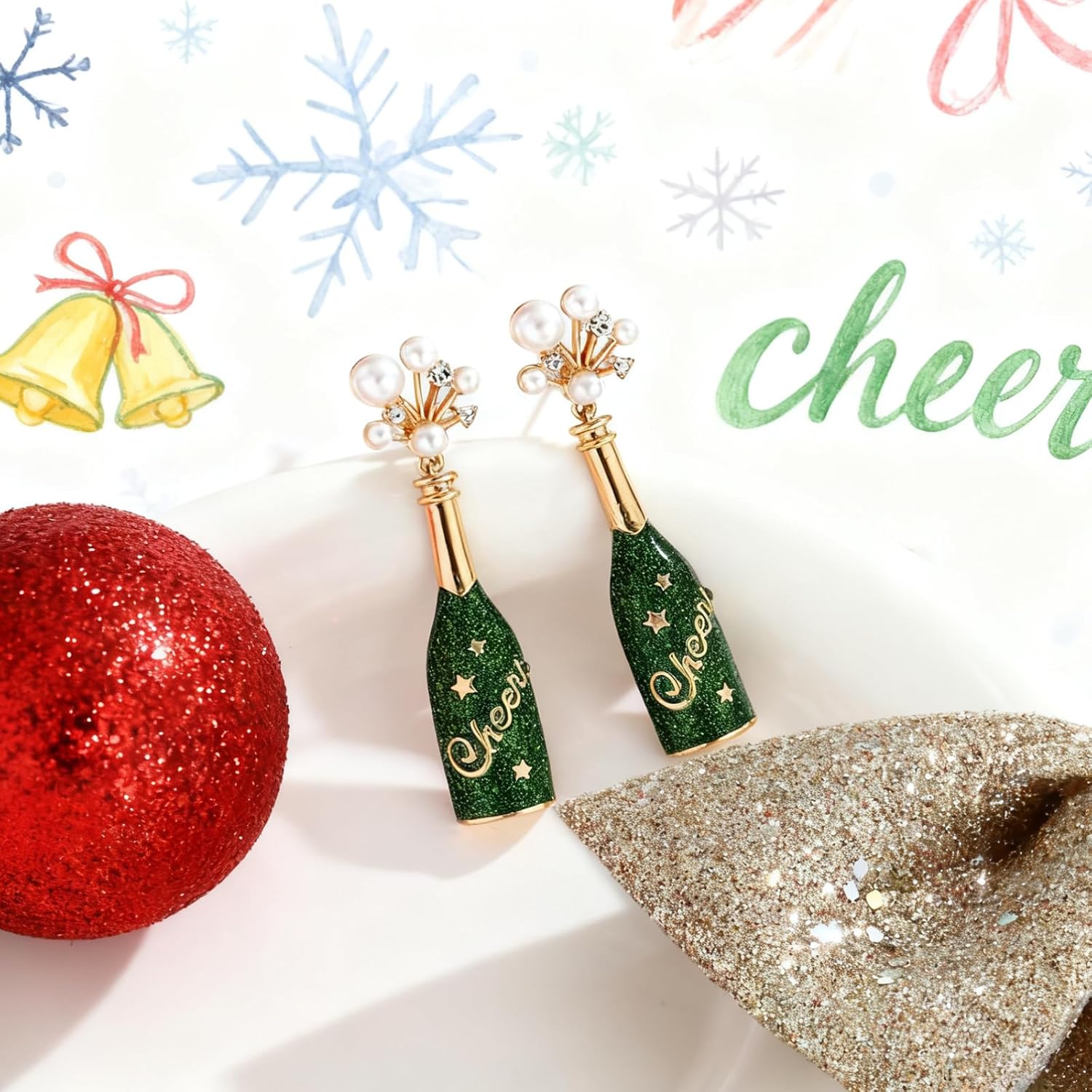 Christmas Earrings for Women Cute Reindeer Earrings Colorful Light Bulb Xmas Earrings Christmas Tree Earrings Gingerbread Deer Garland Bow Earrings Holiday Jewelry - Image 8