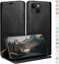 Case for iPhone 14 6.1 Inch with RFID Blocking Premium Leather Flip Case, Card Slots, Flip Case Cover for Apple 14 Wallet Black