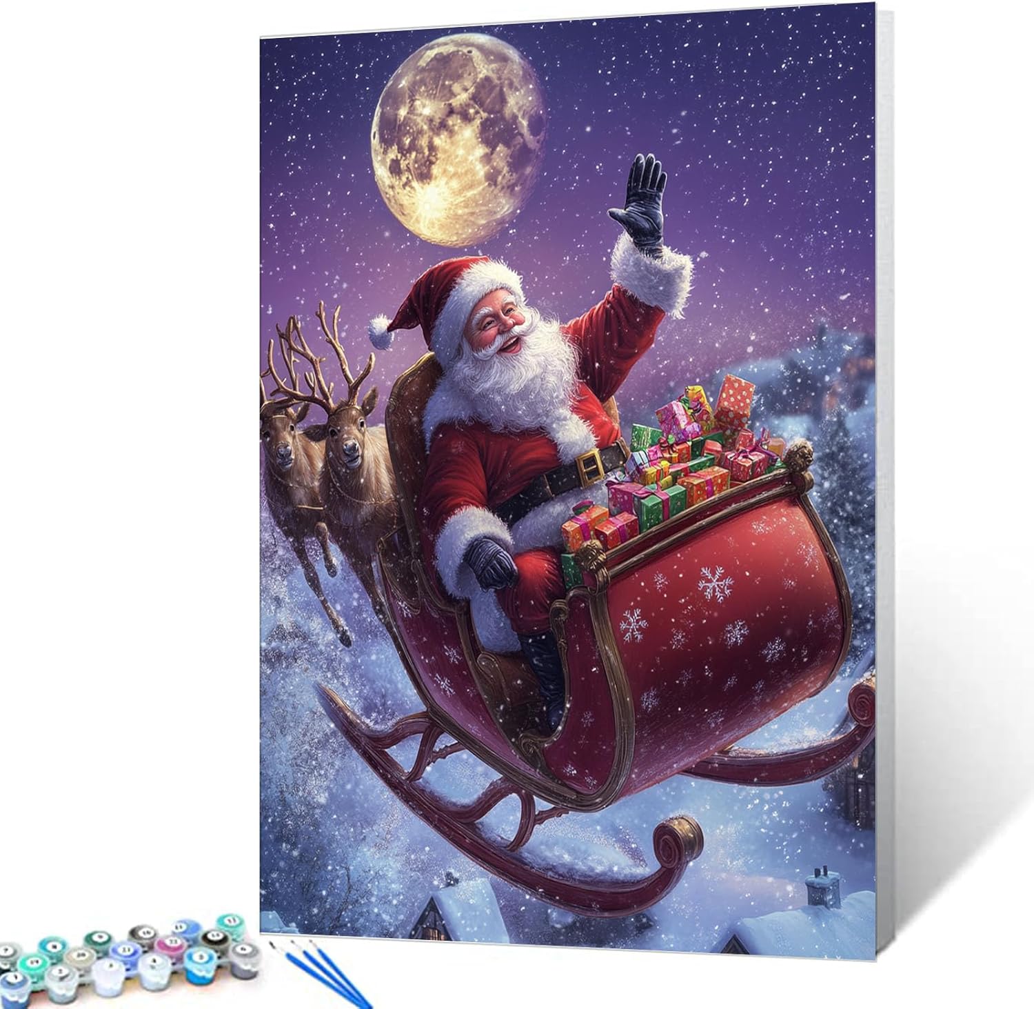 Christmas Santa Clause Reindeer Paint by Numbers Kit for