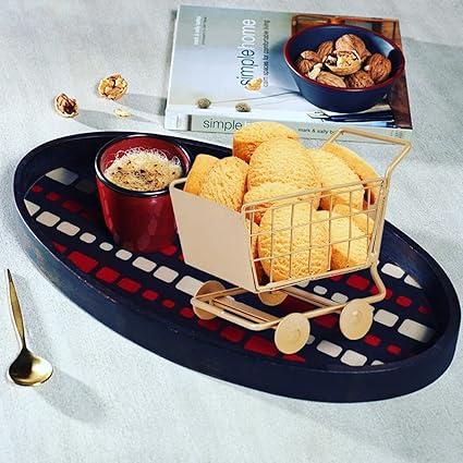 BOGEN LITE Iron Shopping Cart Shape Platter Trolley for Kitchen & Dinning Table Serving Platter (3)