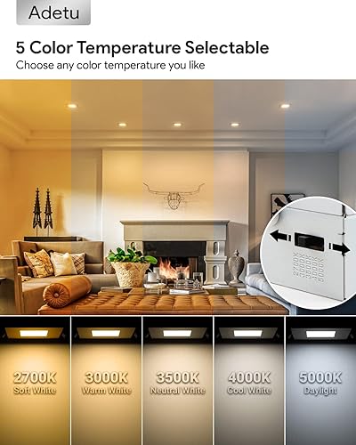 Miniatura 3 de Iluminación LED empotrable cuadrada de 4 pulgadas, color negro, 5CCT ultra fina y cuadrada, luz de techo con caja de conexiones,