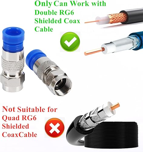 Miniatura 4 de Kit de herramientas de crimpadora de cable coaxial, herramienta de compresión coaxial rg6 rg59, pelacables, 10 conectores RG6 F