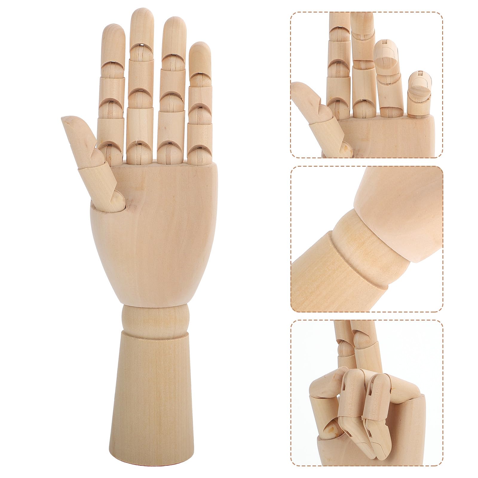 Angoily Holz Handmodell mit Flexiblen Fingergelenken Künstler Handpuppe für Skizzieren Malen Kreative Handzeichnung Realistische Holzmodell Hand für Kunst und Design