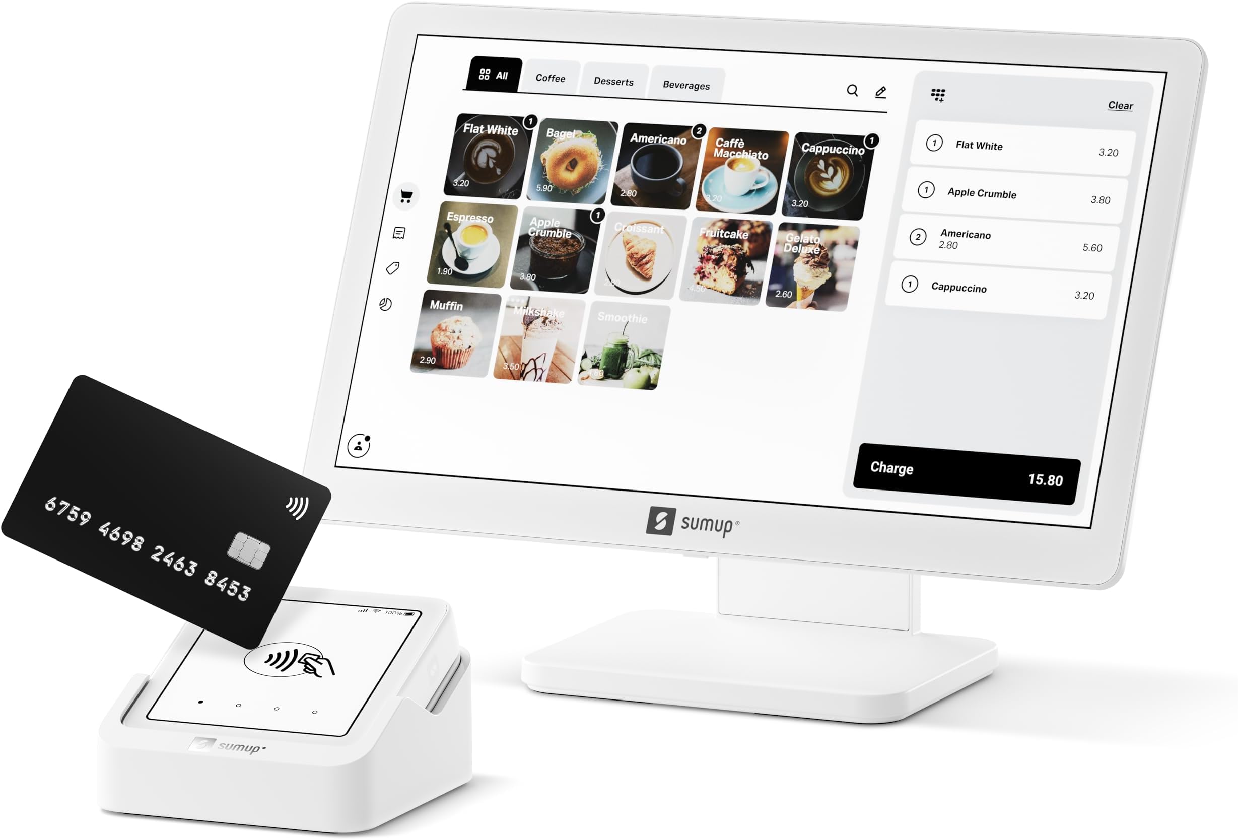 Point of Sale Lite + Solo card reader - The POS system for a simple checkout - Speedy set-up. No contract, full flexibility (SumUp POS Lite + Solo Card Reader)