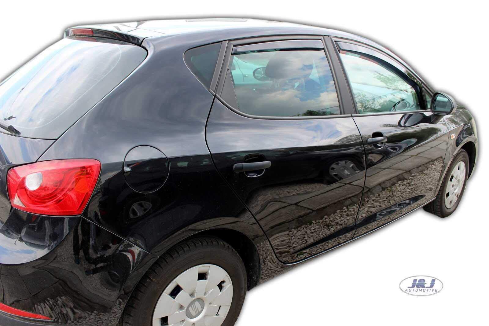 J&J AUTOMOTIVE Deflettori d'Aria per Seat Ibiza 4 6J 5-Porte Berlina 2008-2017, Set da 4 Pezzi, Nero Fumé Oscurato Heko
