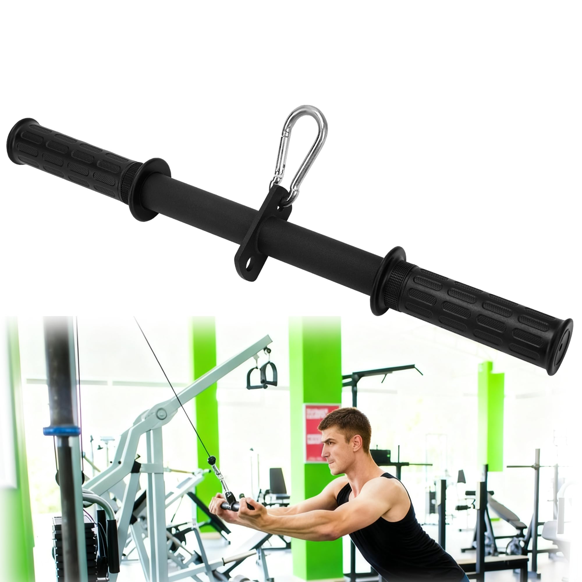YZZHAJ LAT Pulldown Bar Attachment, Triceps Straight Bar, Strength Training Cable Attachments, Press Down Curl Bar for Home Gym Strength Exercise