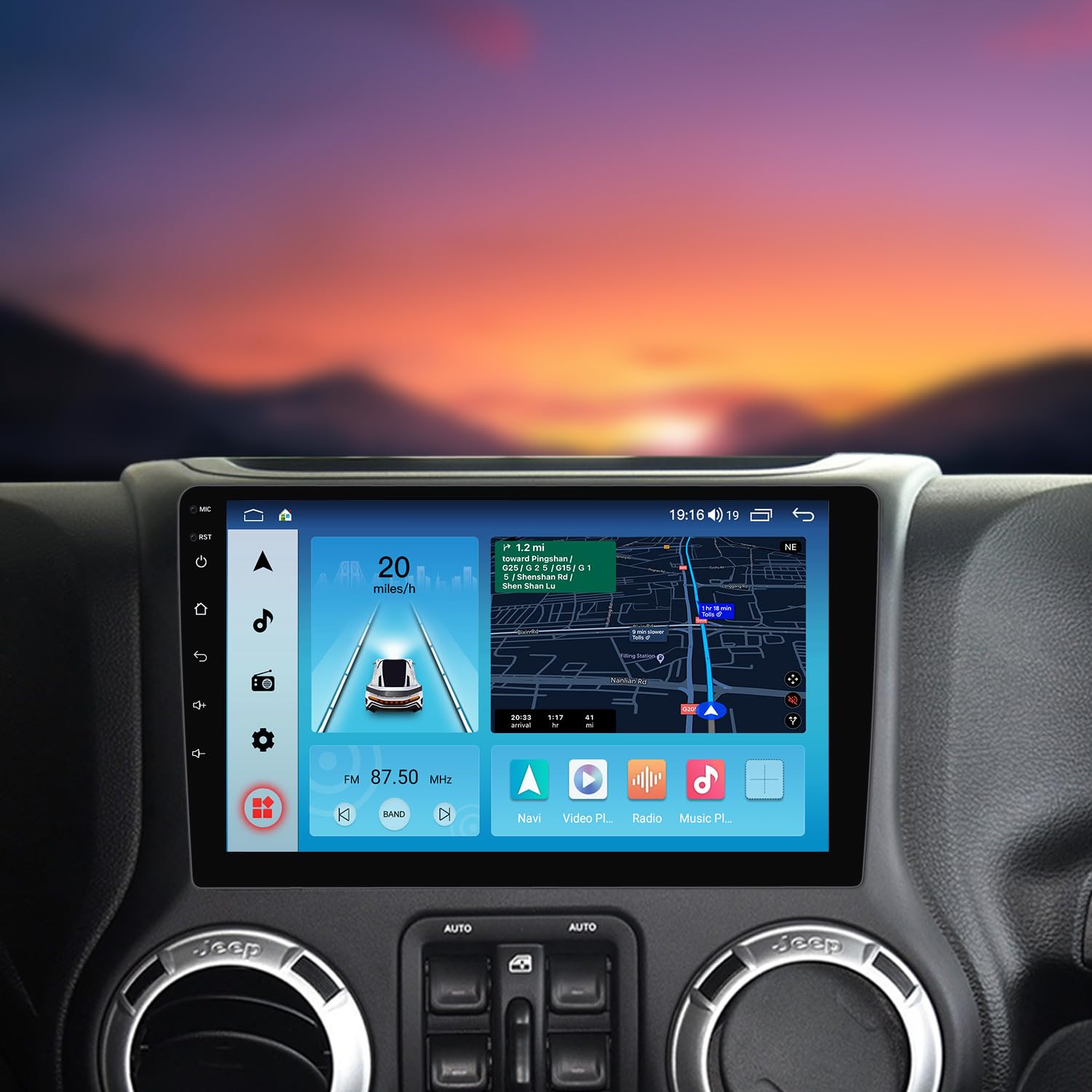 FELLOSTAR Car Stereo for 2007-2018 Jeep Wrangler JK Radio Upgrade with Carplay & Android Auto 8-Core 2+32G Head Unit 10 Inches Touch Screen BT5.1/GPS/SWC/AM/FM/DSP/5G