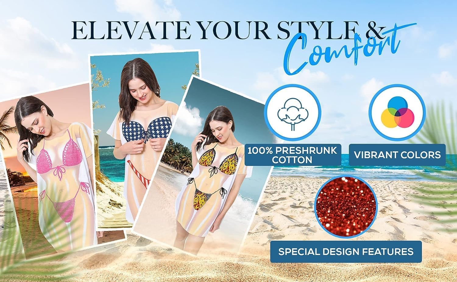 The Original Women's Bikini Shirt - Funny Bikini Print Bathing Suit Cover-up Beach Tshirt Dress for Women Men - Image 3