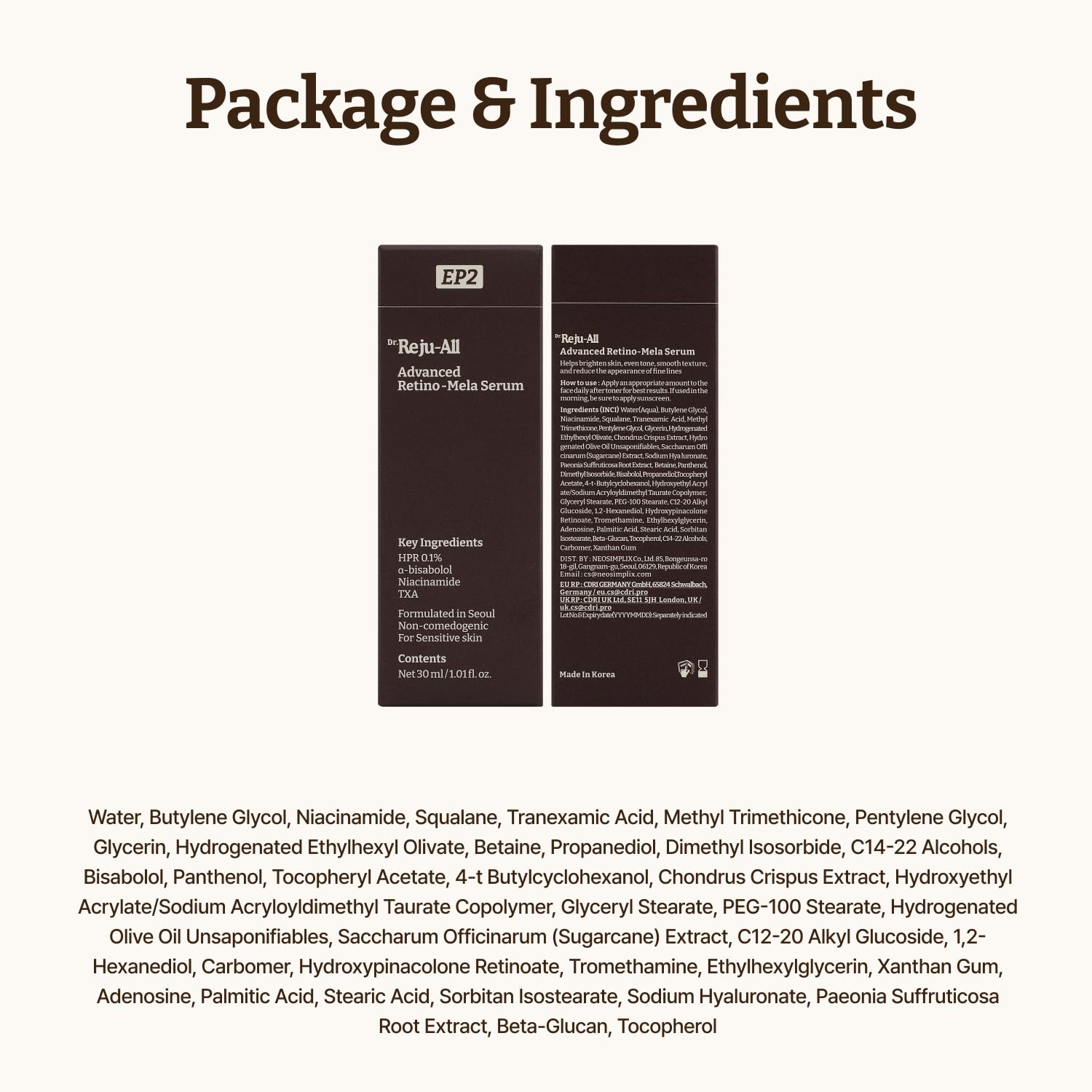 Dr. Reju-All Advanced Retino-Mela Serum – HPR Retinol Serum for Face – Anti-Aging, Pore Minimizer, Next-Gen Korean Skin care – Gentle & Beginner-Friendly – Niacinamide 10% & TXA 4% – 1 Fl Oz