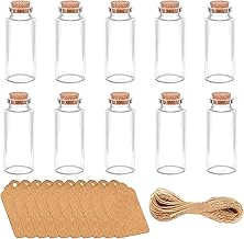 10Pcs 20ml Mini Glass Bottles with Cork Stoppers Small Glass Bottles Glass Message Bottle Wishing Bottle Tiny Spell Jar for Party Diy Craft Decoration