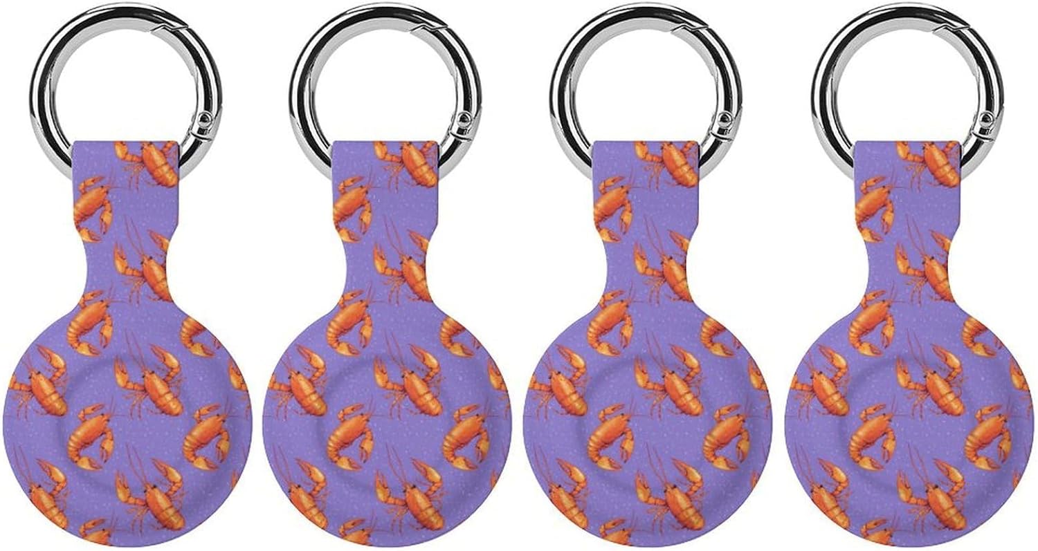 Lobster Pattern Funny Cover Compatible with AirTag Case Protector GPS Tracker Holder with Keychain