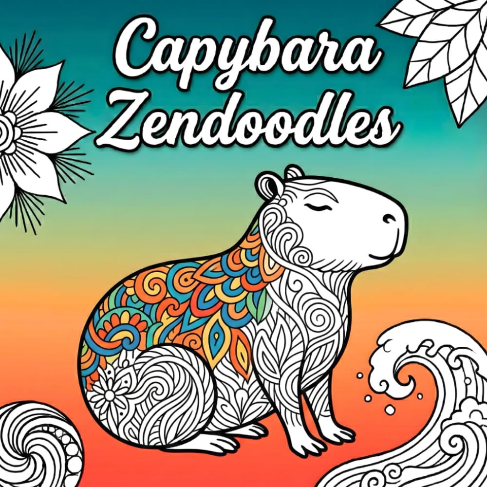 Capybara Zendoodles: Zentangle-inspiriertes Ausmalbuch für Erwachsene mit Tieren & Mustern