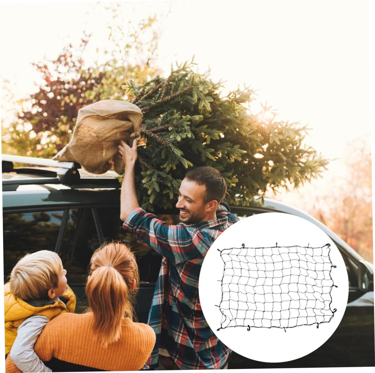 Generic 2pcs Car Roof Luggage Net Cargo Storage for Suvs and Trucks Rubber Material for Secure Fastening for Travel and Outdoor Adventures