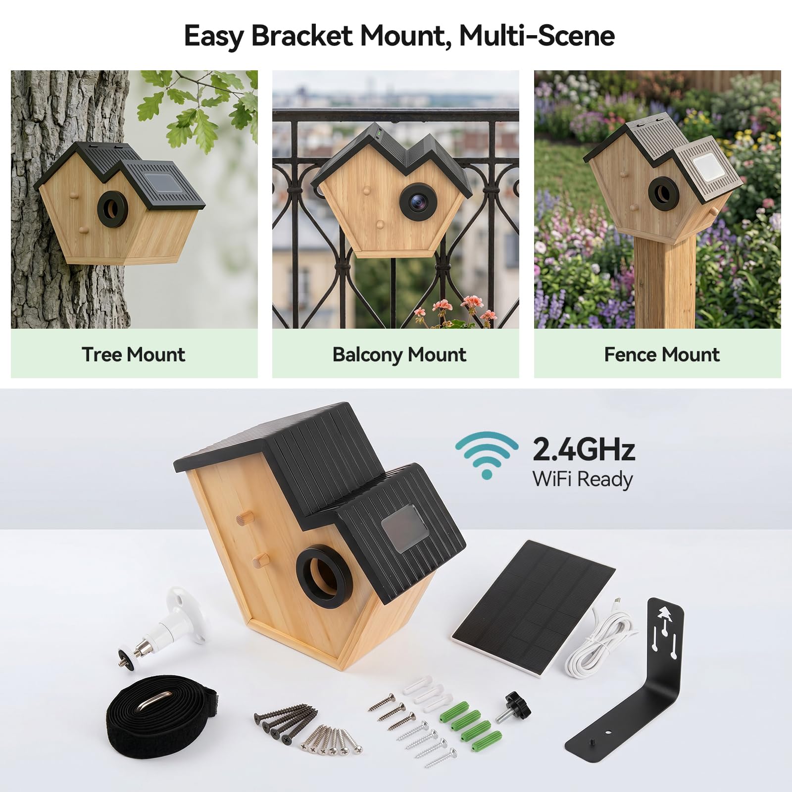 Caja nido inteligente con cámara, casa de pájaros con cámara, nido para pájaros para exteriores, resistente a la intemperie, comedero para pájaros, reconocimiento de aves AI, visión nocturna, vista en