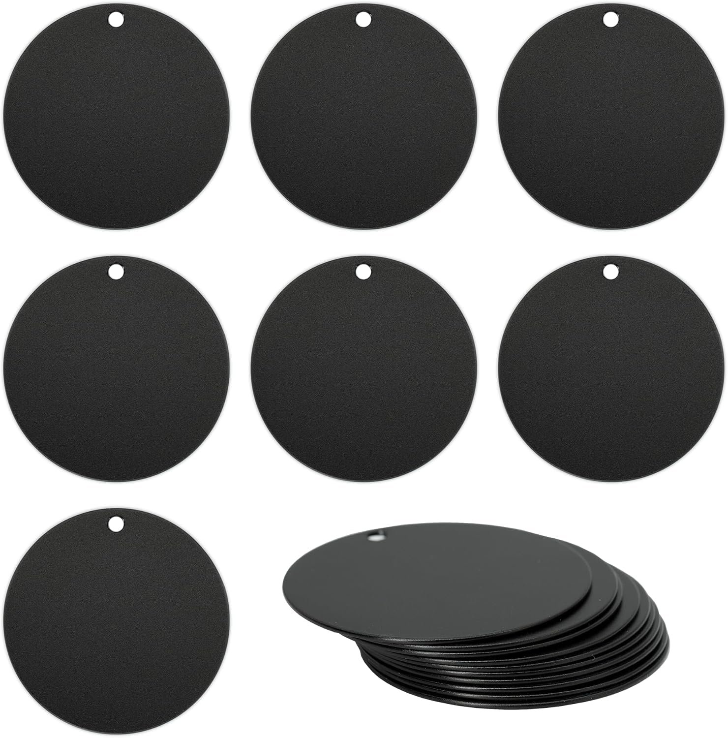 2 Inch Round Anodized Aluminum Engraving Blanks Tags Stamping Blanks 25 Pack (Black)