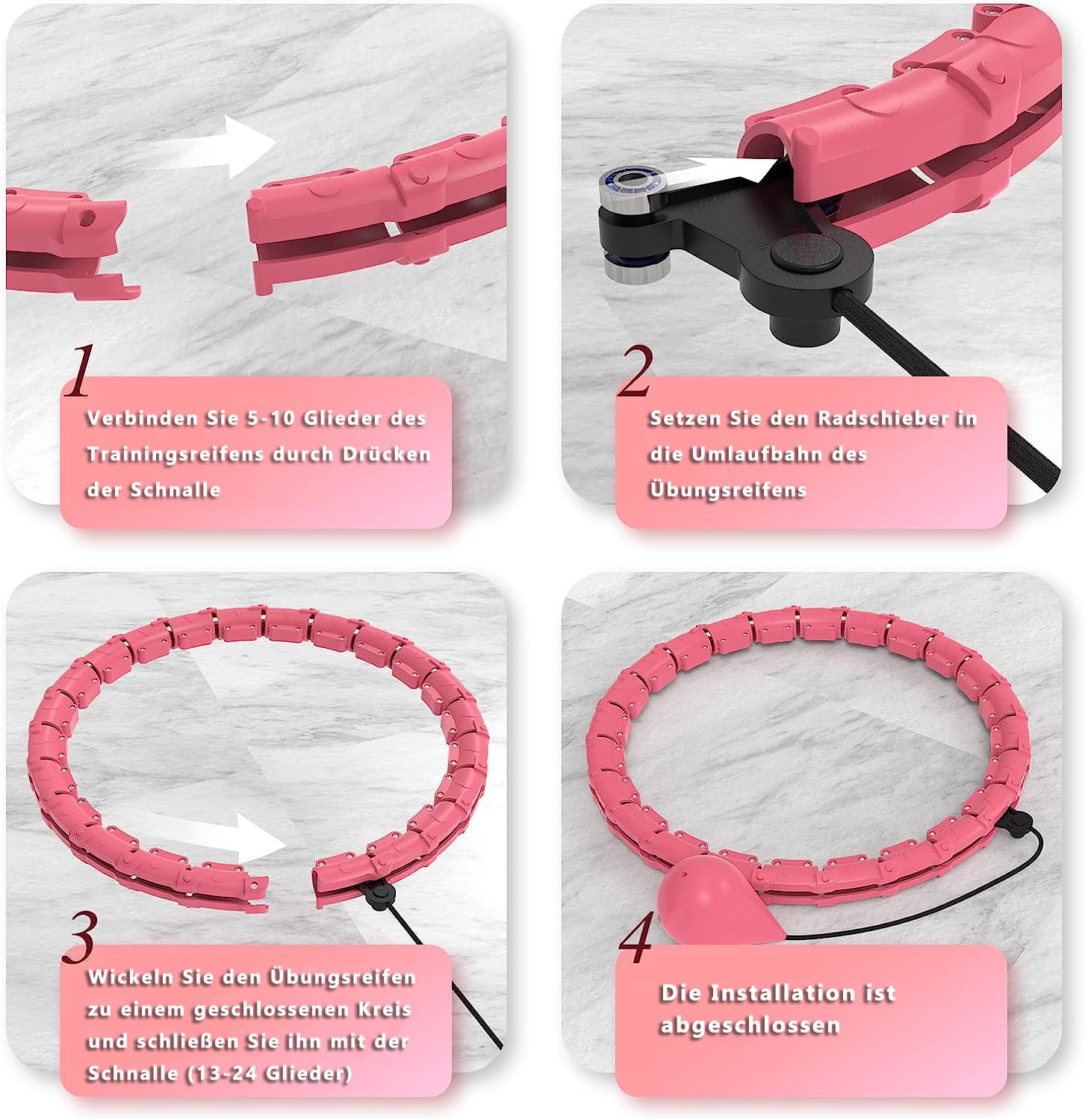 Voarge Will Not Fall Hula Hoop Verstellbarer Waist，Hula Hoop Gewichtsverlust, mit 360 ° Massage Noppen und 24 Abnehmbarer Einstellbar Breit Bewegliche Reifens, für Kinder Erwachsene Anfänger Abnehmen