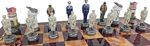 Miniatura 4 de US Military - Juego de ajedrez de 16 piezas para hombre, marines de la Fuerza Aérea de la Armada del Ejército