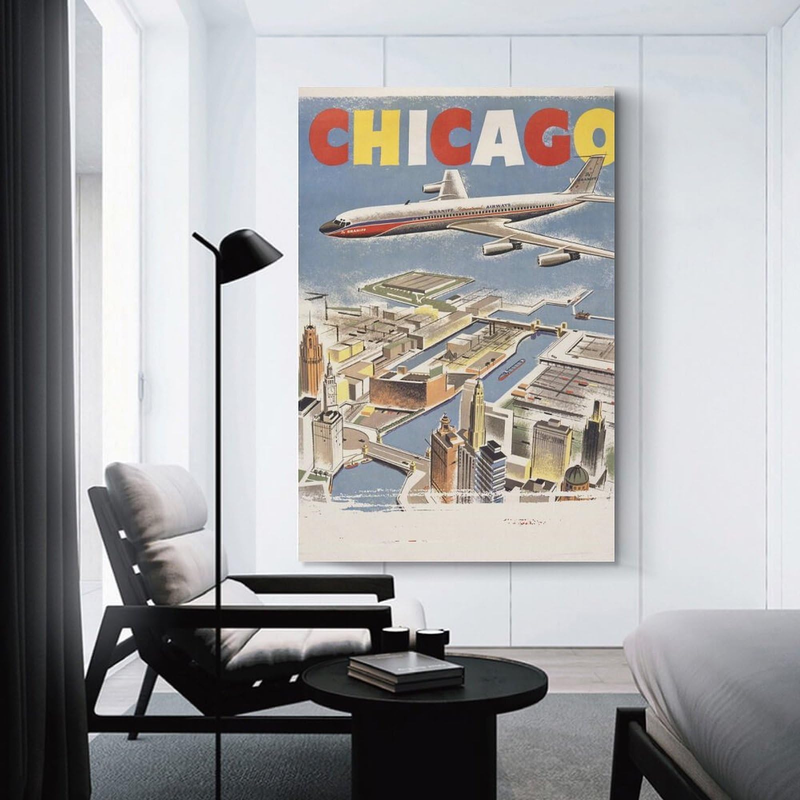 Junmoney Decorative Canvas Print Chicago Travel (2), 16x24inch(40x60cm), for Office, Study Or Home Workspace, Decorative Artwork for Productive Spaces