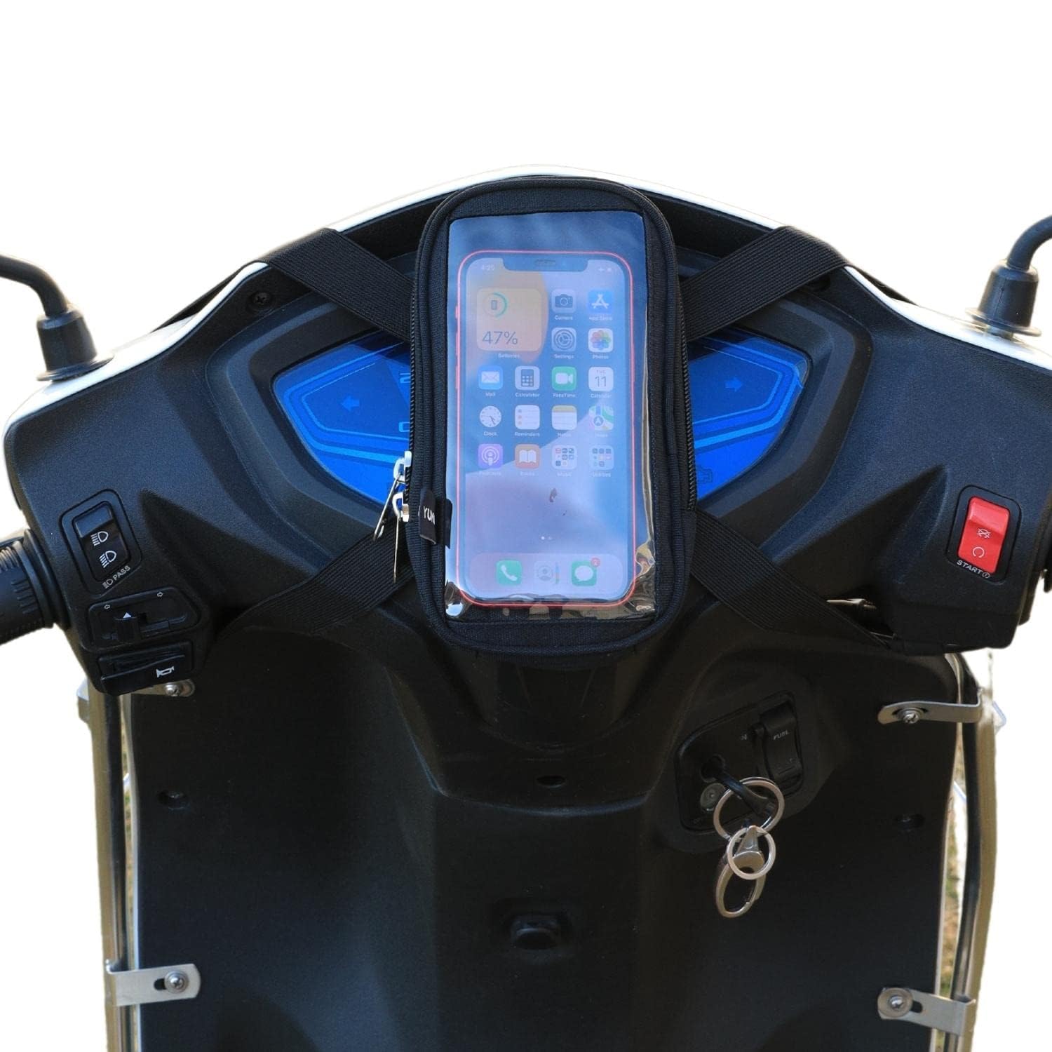 SKYCELL Premium Mobile Holder/PouchBag for All Scooters Scooty Activa Jupiter Evs (Black