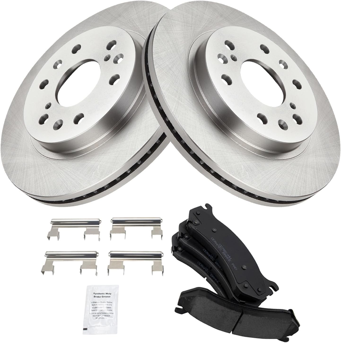 TRQ Front Brake Pad & Rotor Kit Ceramic Compatible with 2006 Chevrolet Silverado 1500 2007 Silverado 1500 Classic GMC Sierra 1500 Classic